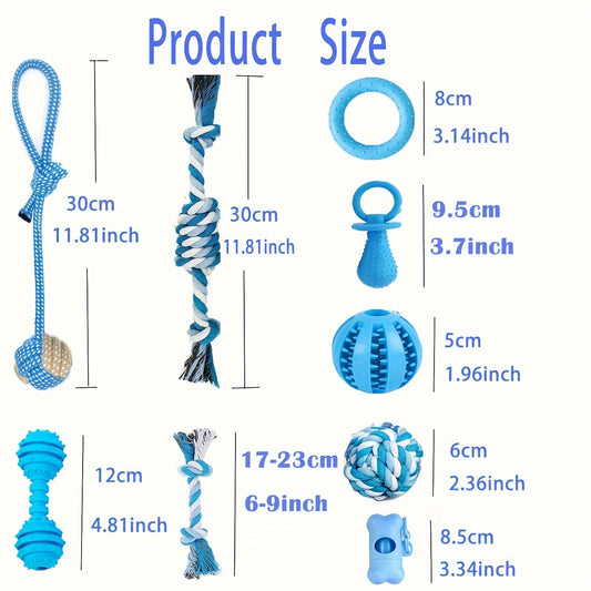 20 Packs Puppy Chew Toys - Dog Teething Toys For Puppies, Puppy Toys Teething Rings And Durable Ropes, Blue Rubber Toy Bundle For Small Dogs, Cute Interactive Dog Balls For Small Breed Christmas Gift