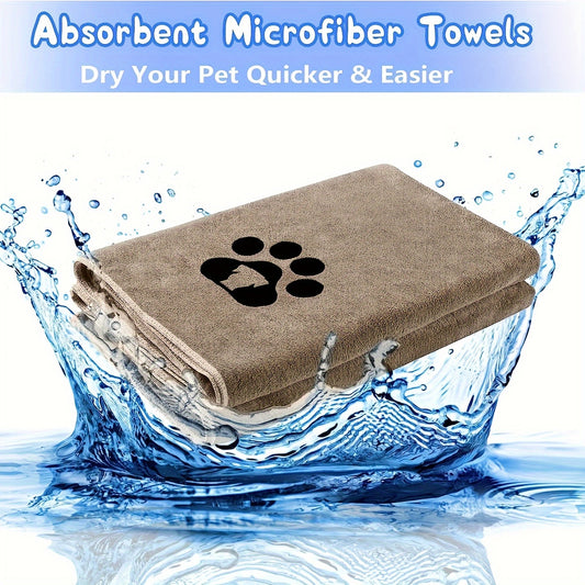 1pc Soft Microfiber Pet Bath Towel Dog Coral Fleece Towel, Super Absorbent Quick Dry Dog Cleaning Bathing Towel