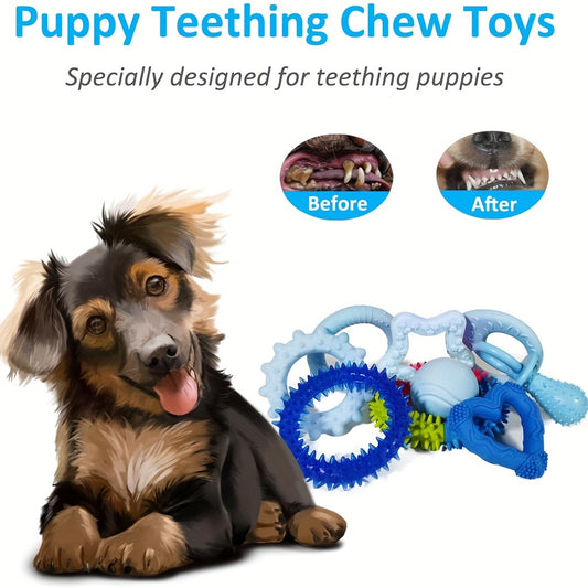 20 Packs Puppy Chew Toys - Dog Teething Toys For Puppies, Puppy Toys Teething Rings And Durable Ropes, Blue Rubber Toy Bundle For Small Dogs, Cute Interactive Dog Balls For Small Breed Christmas Gift