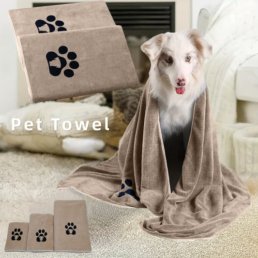 1pc Soft Microfiber Pet Bath Towel Dog Coral Fleece Towel, Super Absorbent Quick Dry Dog Cleaning Bathing Towel